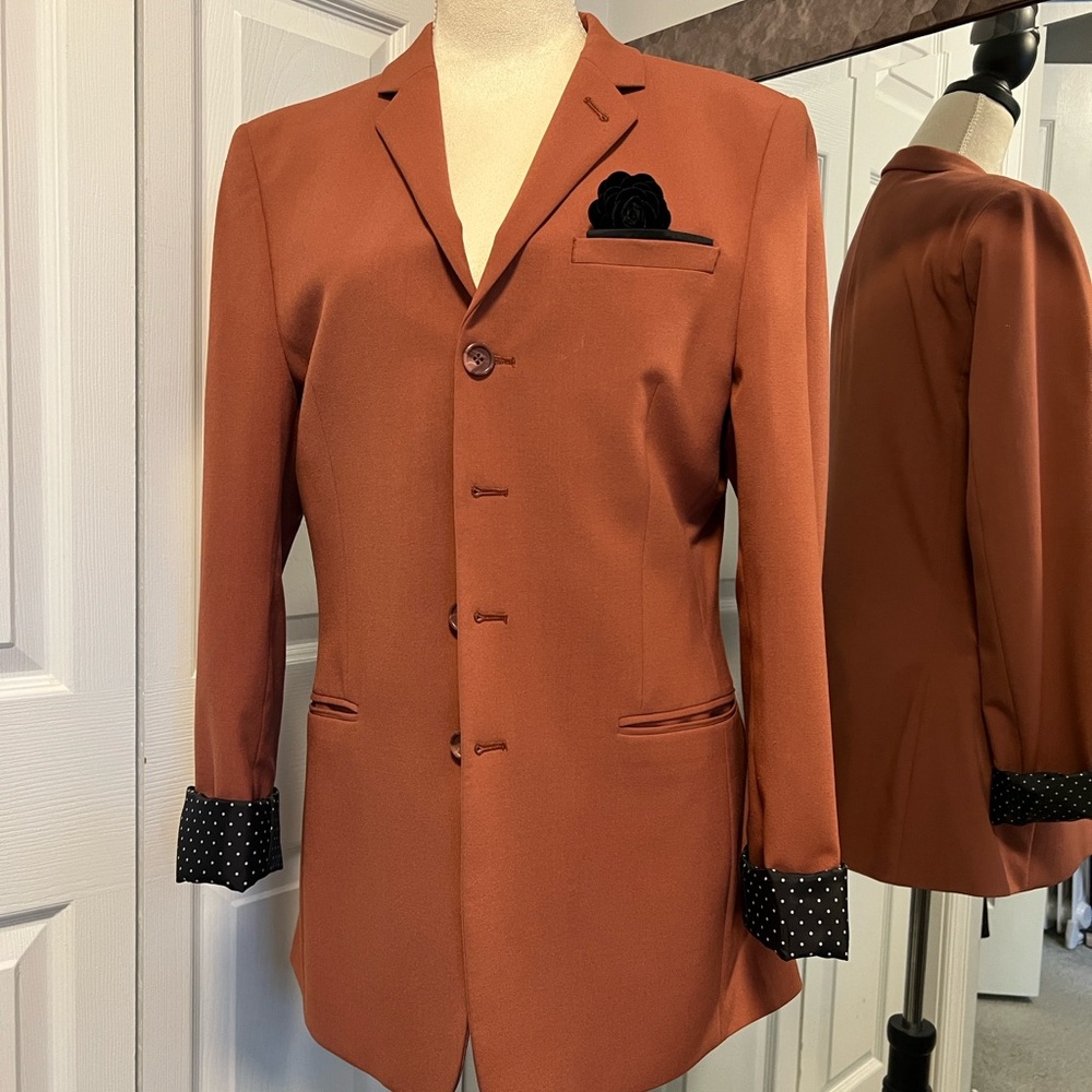 Men's Rust Blazer with Black Accents